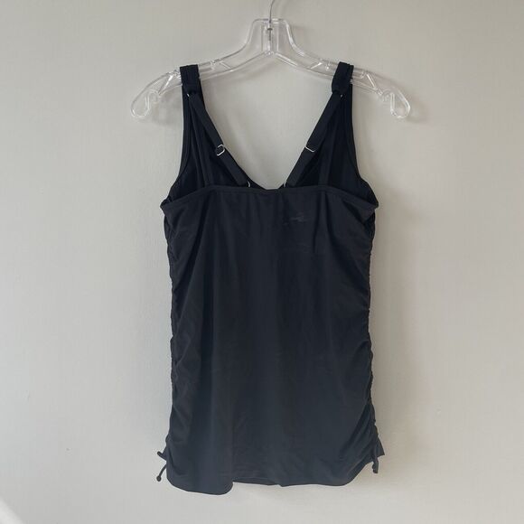 Lands' End Black Tankini Swim Top Size 6 Lycra Ruched Sides V-Neck NWT Swimwear - Picture 3 of 5